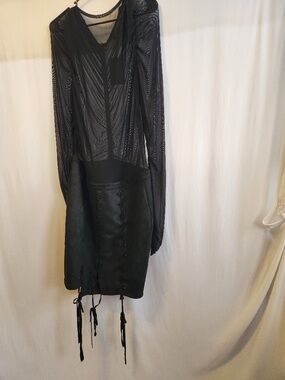 Fashion Nova "Gothic" "Black" "Mesh" "suede" skirt "one piece"